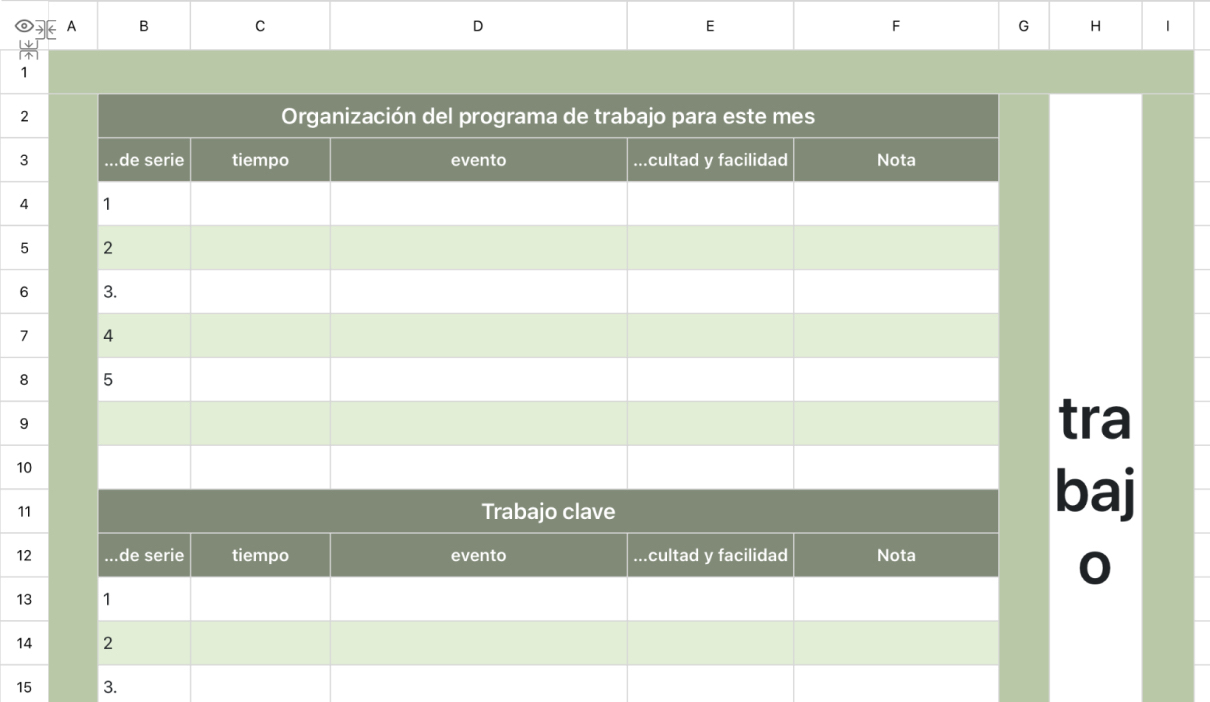 Cuadro 3 del programa de trabajo